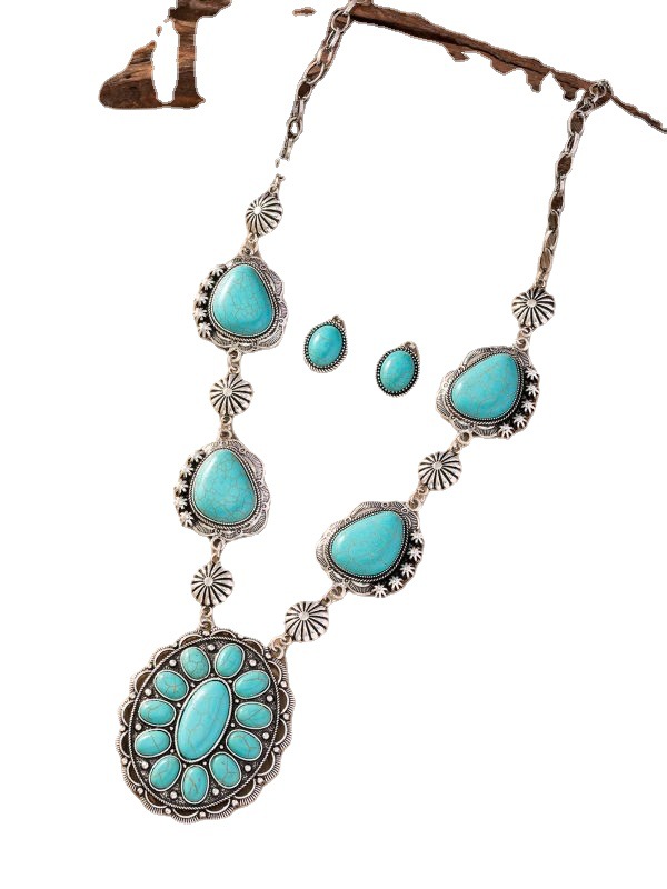 Bohemian Style Turquoise Necklace & Earrings