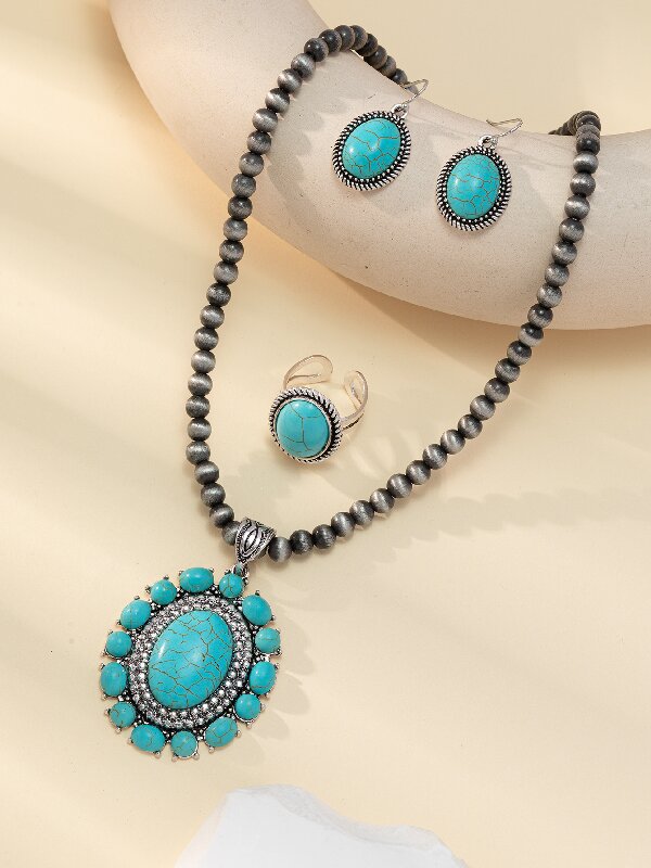Bohemian Style Turquoise Necklace & Earrings
