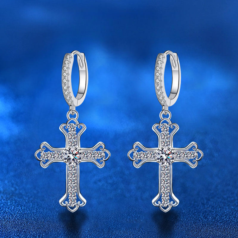 Cross Moissanite Earrings