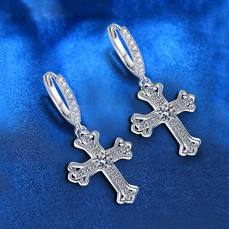Cross Moissanite Earrings