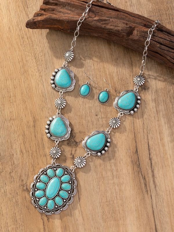 Bohemian Style Turquoise Necklace & Earrings