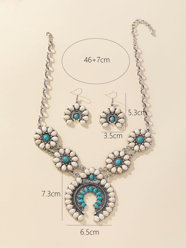 Bohemian Style Turquoise Necklace & Earrings