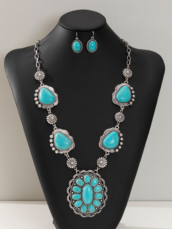 Bohemian Style Turquoise Necklace & Earrings