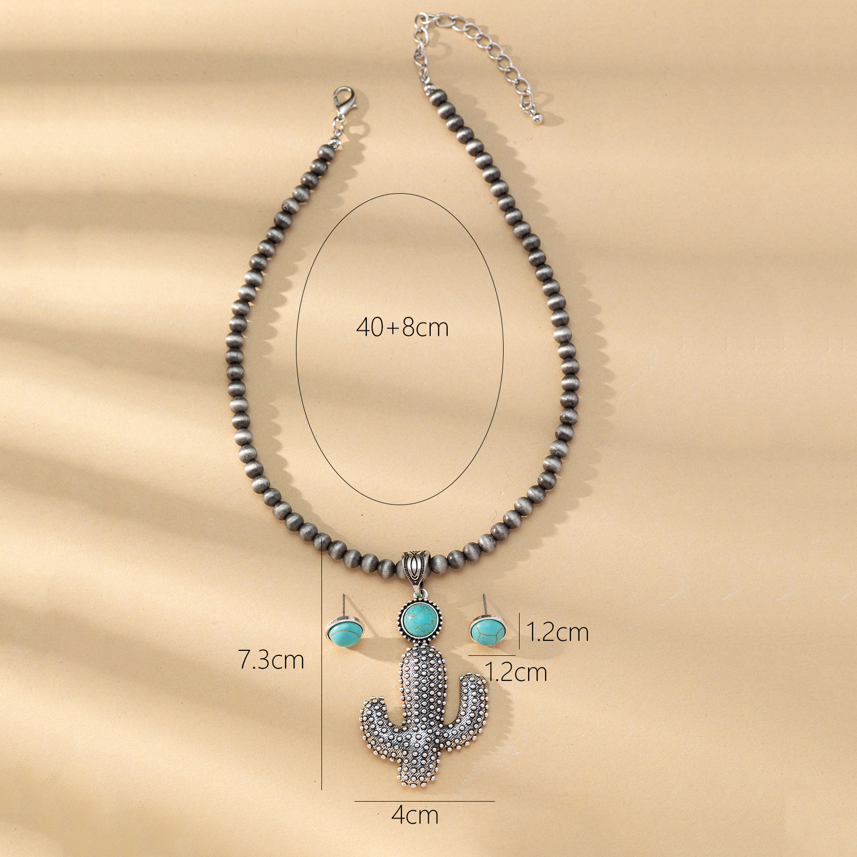 Vintage Naval Style: Turquoise Pendant Necklace & Earrings Set - Exquisite Jewelry for a Timeless Look!