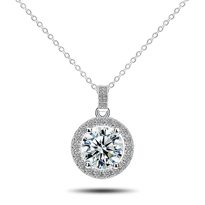 12# Female Pendant 1 Karat Sweet D Color Moissanite Necklace