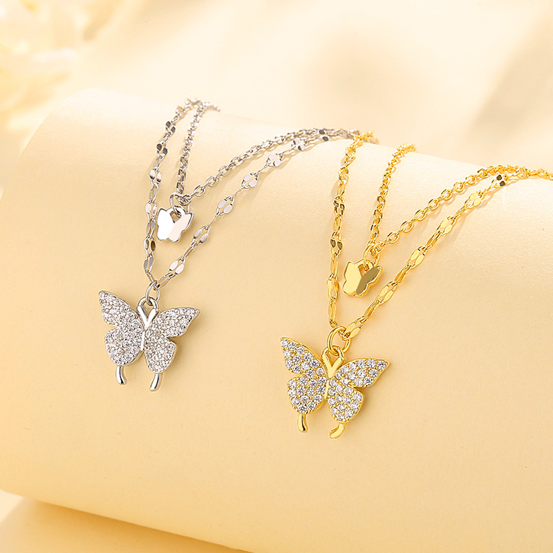 #26  S925 Sterling Silver Bow Necklace Women's Butterfly Personalized Versatile Necklace