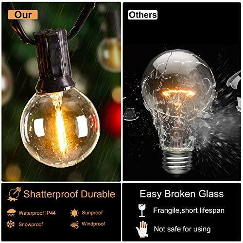 Outdoor String Lights 100FT Globe String Lights with 52 Dimmable G40 Shatterproo