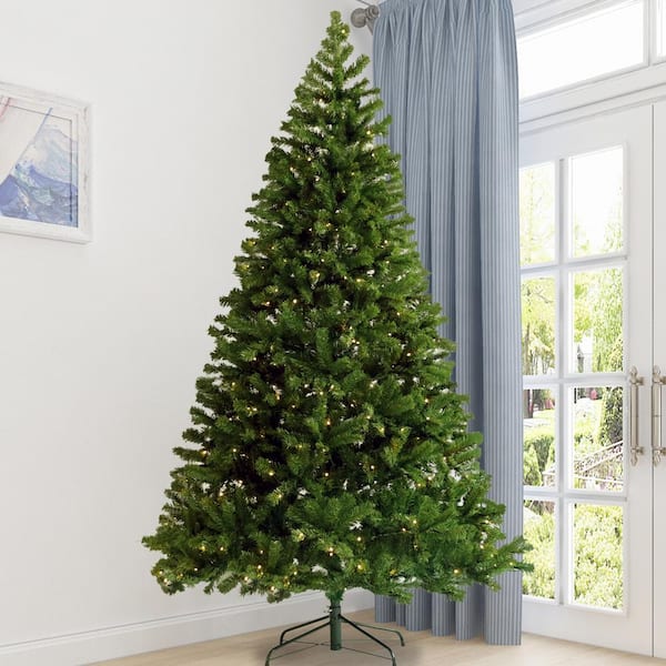 7.5 ft. Outdoor Pre-Lit LED Slim Artificial Christmas Tree with Foldable Stand