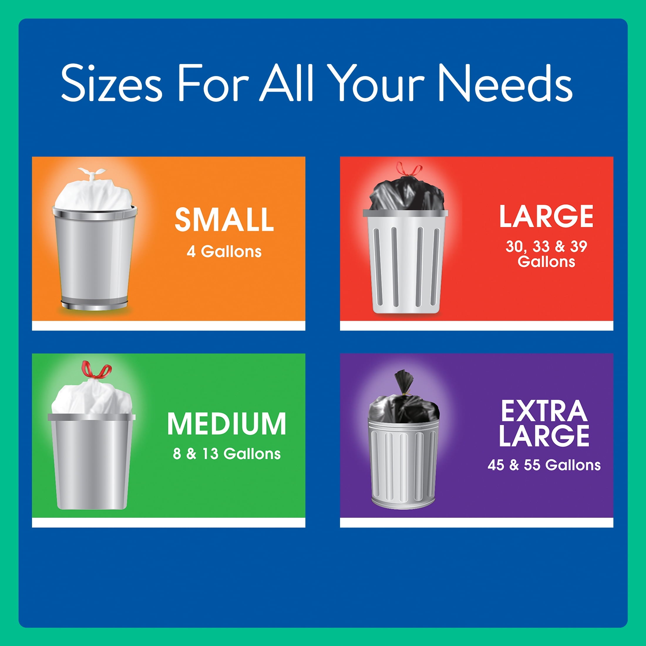 Great Value Strong Flex 13 Gallon Tall Kitchen Trash Bags, Mint Scent, 40 Count