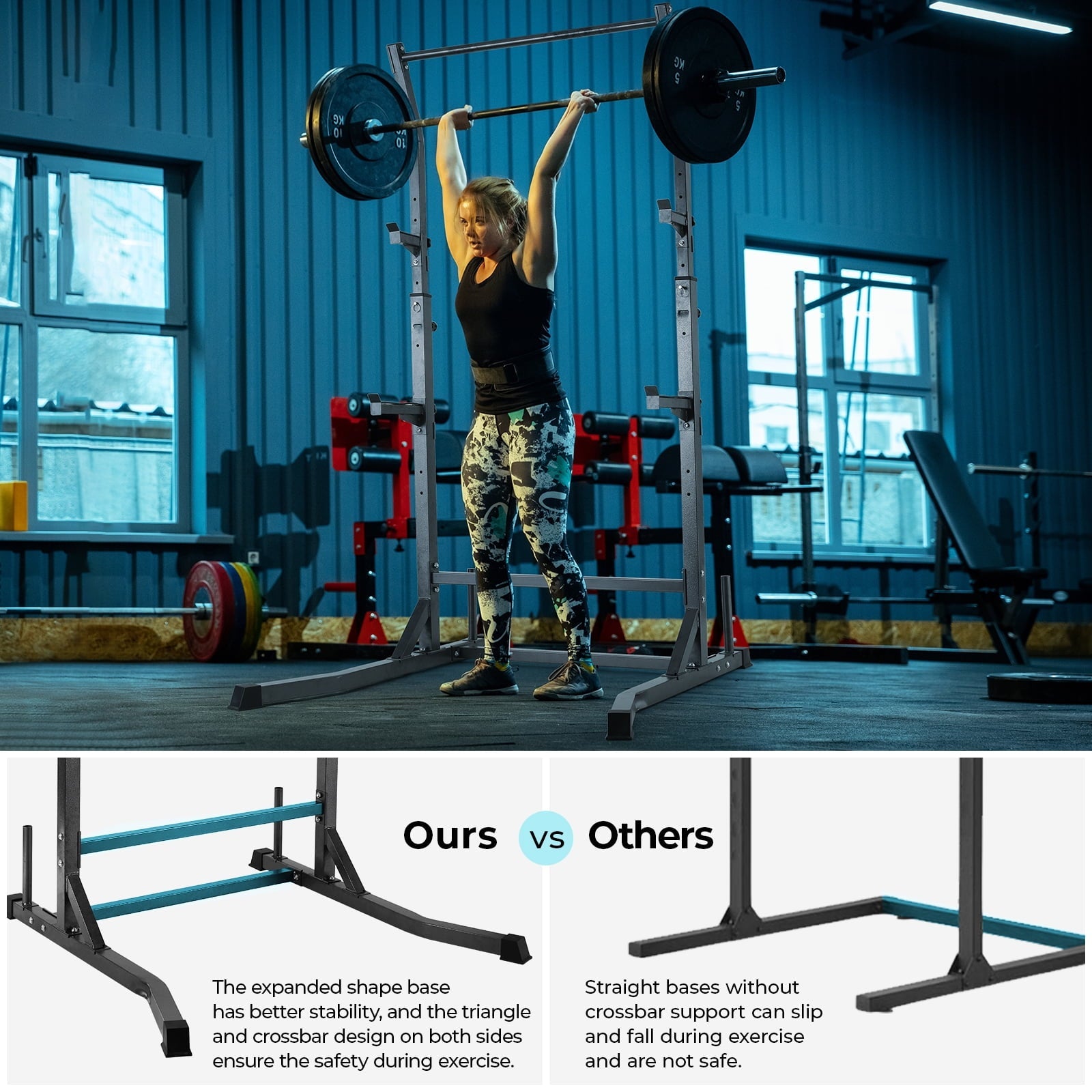 Pirecart Adjustable Squat Rack, Barbell Rack, Weight and Bench Press Rack Stand, 485 lbs