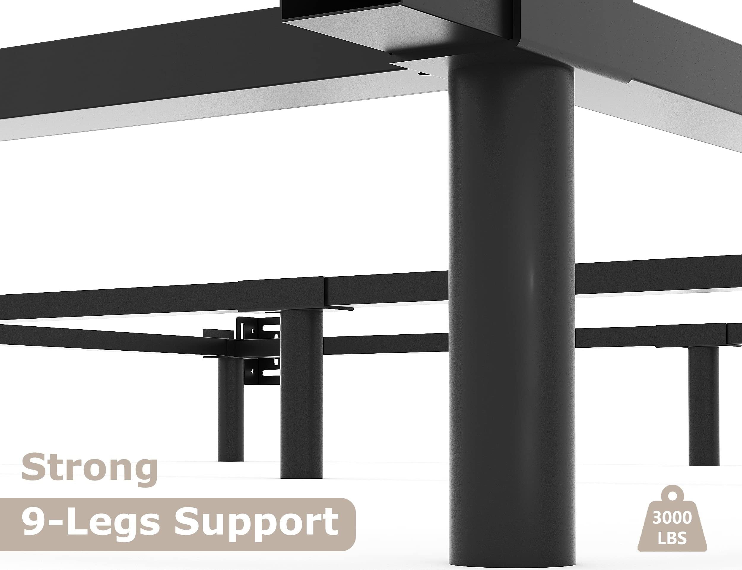 QFTIME Queen Metal Bed Frame with Recessed Legs, 7-Inch Low Profile Bed Base, Easy Assembly, Mattress Foundation, Headboard Compatible