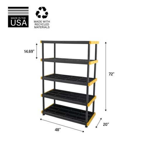 Project Source Commander Plastic Heavy Duty 5-Tier Utility Shelving Unit (48-in