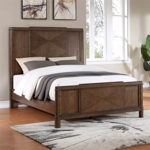 Milan Walnut Brown Wood Queen Bed