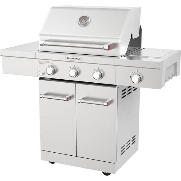 3-Burner Propane Gas Grill in Stainless Steel with Ceramic Sear Side Burner
