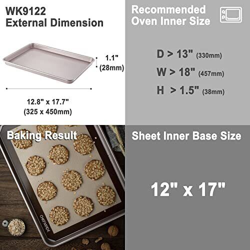 17inch Baking Sheet Pan Nonstick Carbon Steel Rimmed Cookie Sheet Pan For Oven R