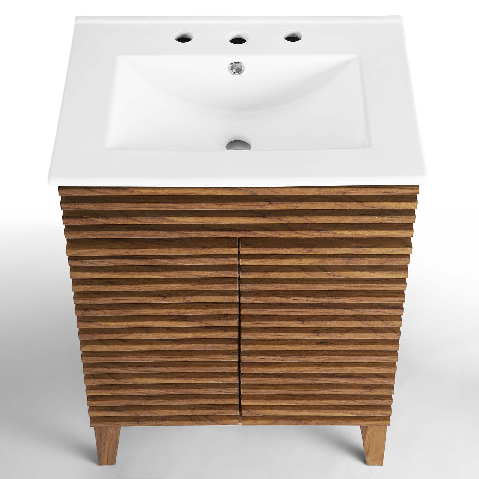 Modway Render Bathroom Vanity in Walnut White