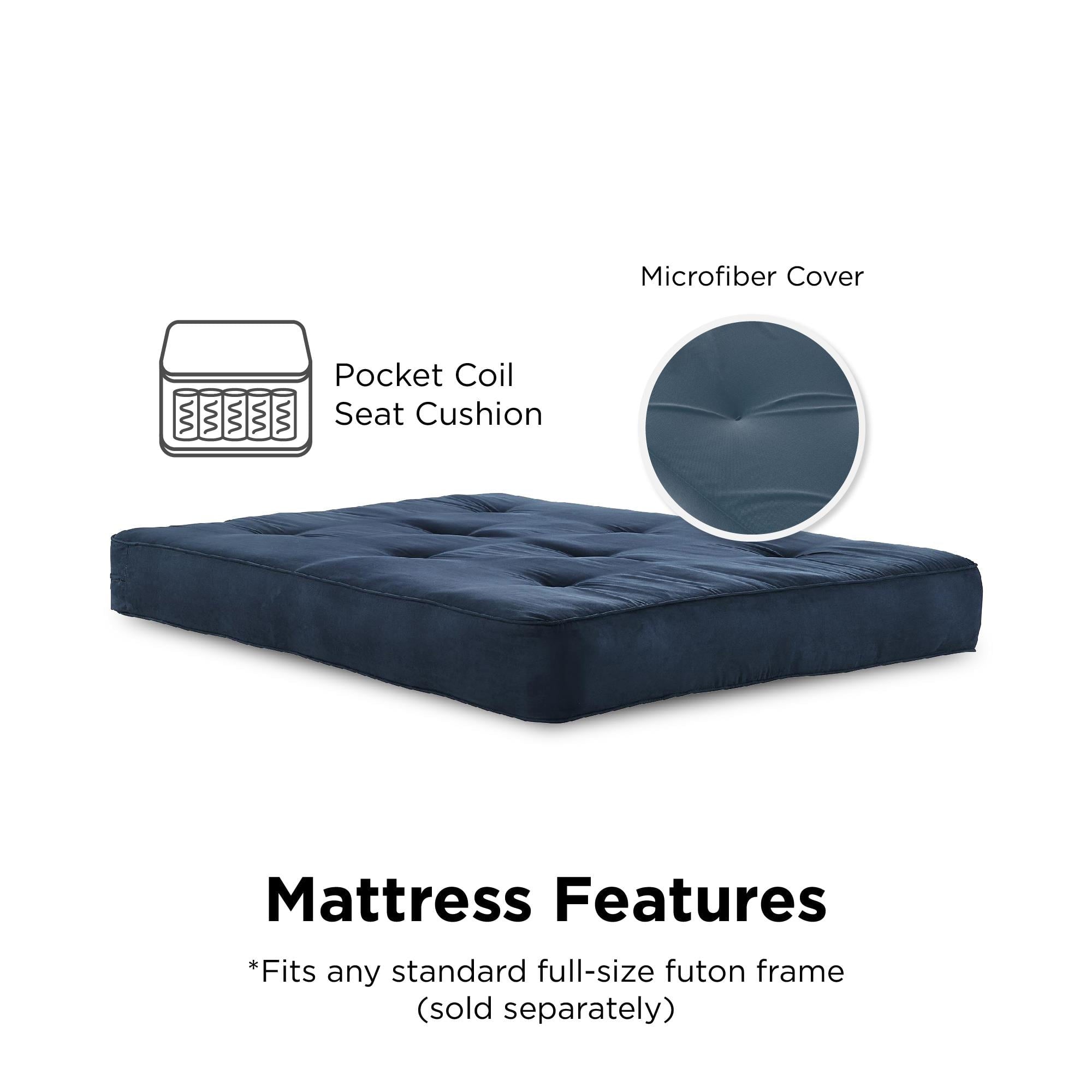 DHP 8 Inch Independently Encased Coil Futon Mattress, Blue Microfiber