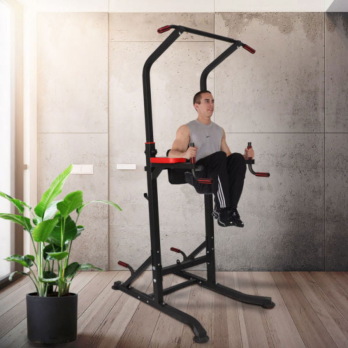 CLFHome Bosonshop Power Tower Multi-Functional Pull Up Bar Dip Station Push Up Workout Exercise Equipment Height Adjustable Heavy Duty Strength Training Stand
