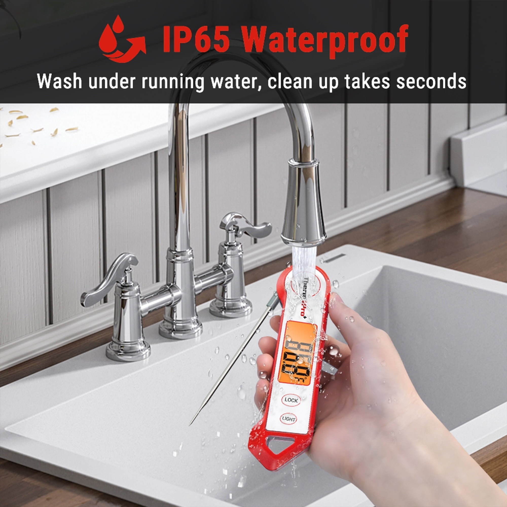 ThermoPro TP19HW Waterproof Meat Thermometer with Magnet, LED Display and Stainless Steel Probe