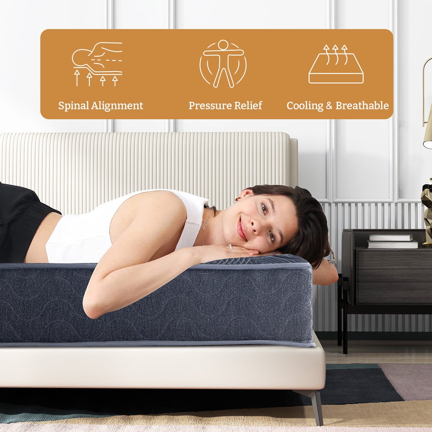 Mattress 9 Inch, Memory Foam Hybrid Mattress in A Box for Pain Relief & Cool Sleep,Made in USA