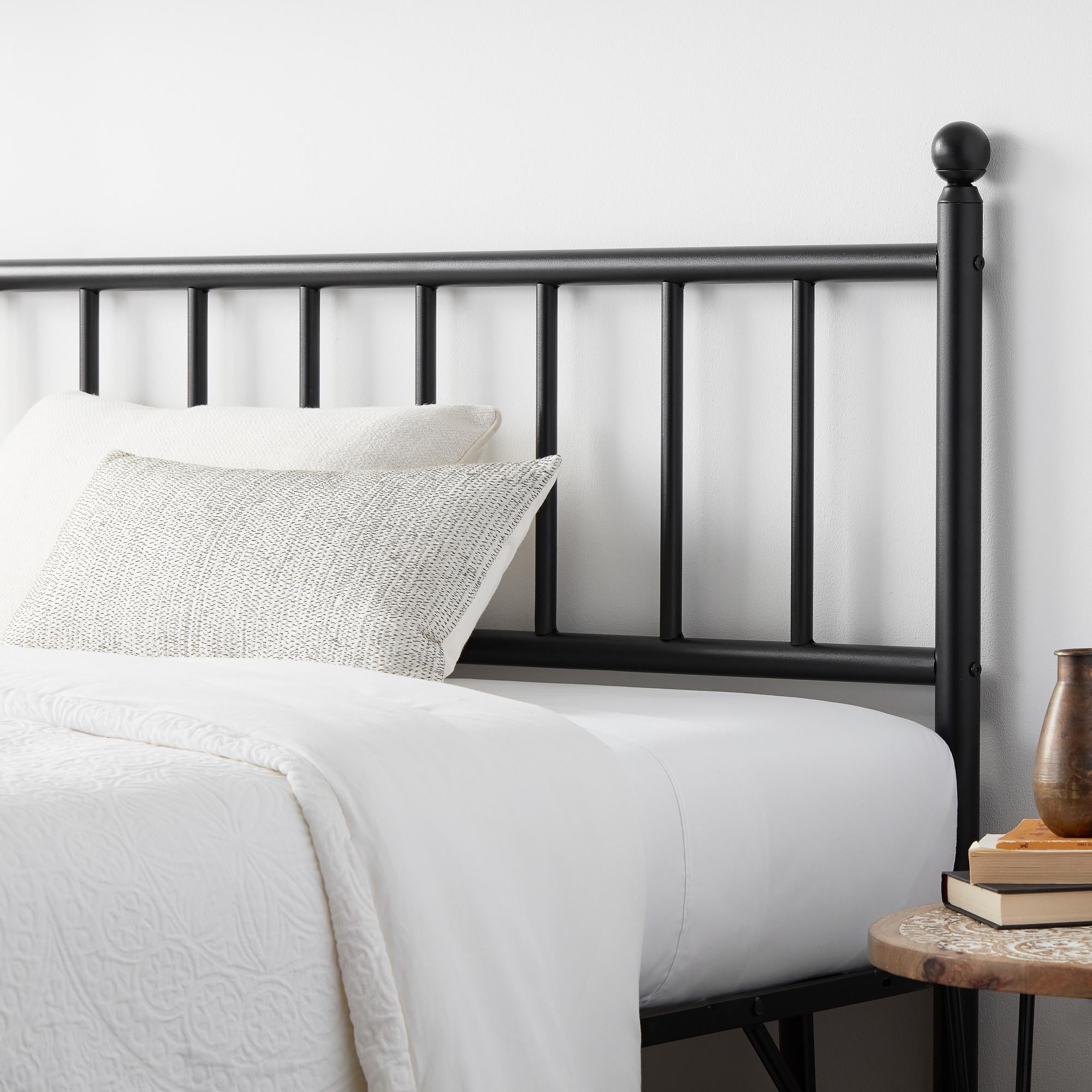 Rest Haven Steel Vertical Bar Metal Headboard, Black, King