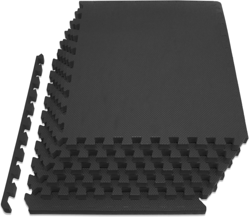 Extra Thick Puzzle Exercise Mat 1” EVA Foam Interlocking Tiles 6 Tiles Black