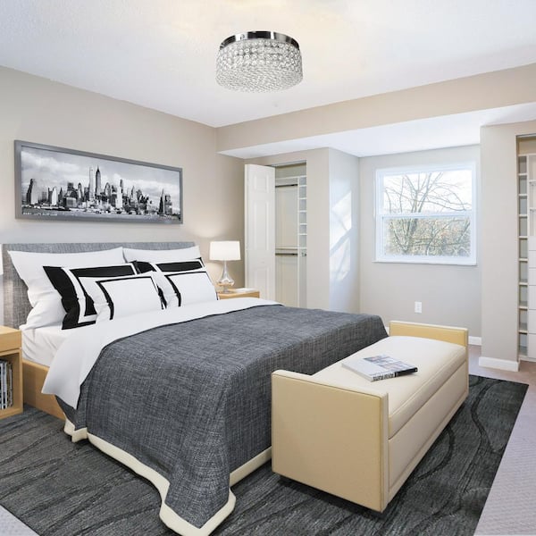 12 in. 2-Light Chrome Crystal Flush Mount