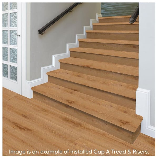 Eagle Plains Oak 47 in. L x 12.15 in. W x 1.69 in. T Laminate Stair Tread and Reversible Riser Kit Adhesive