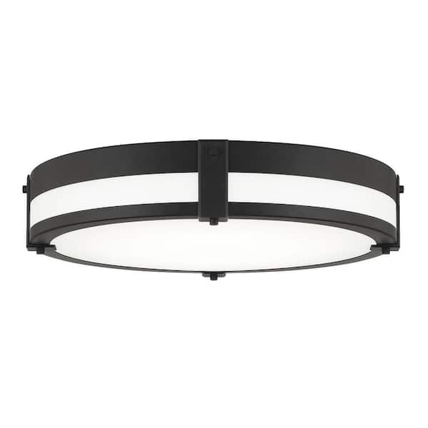 18 in. Winslow Natural Iron Integrated Selectable CCT LED Round Ceiling Light Flush Mount