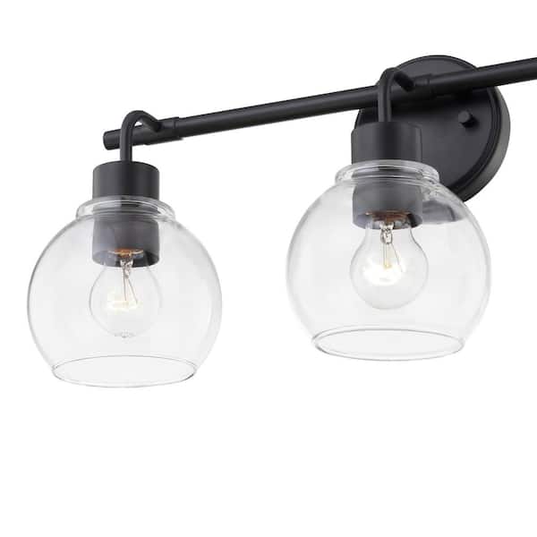 Bubble 30.5 in. 4-Light Matte Black Vanity Light with Round Glass Shades