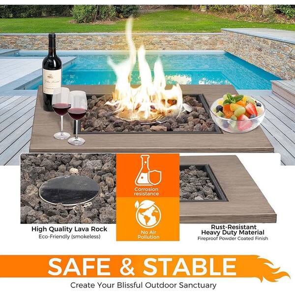 48000 BTU Square 28 in. Outdoor Metal Propane Gas Fire Pit Table