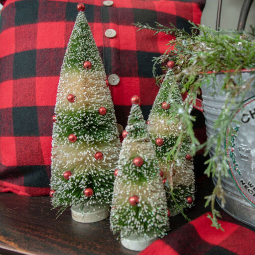 Ragon House Vintage Style  Bottlebrush GREEN STRIPED BOTTLEBRUSH TREE W/ RED