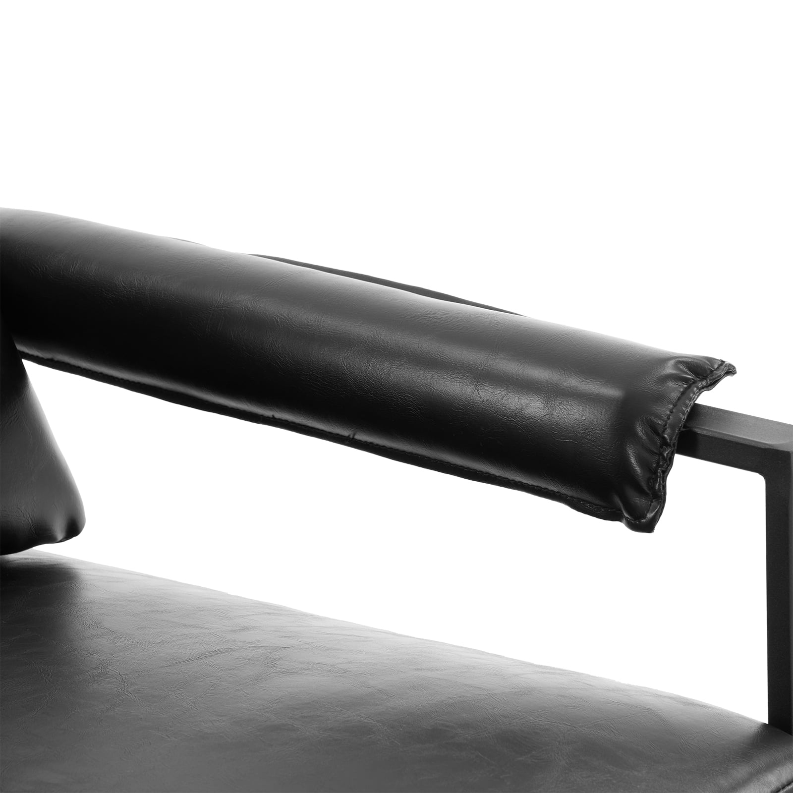 Ktaxon Accent Chair Lounge Armchair Modern PU Leather Upholstered Single Sofa with Black Coated Metal Frame Black