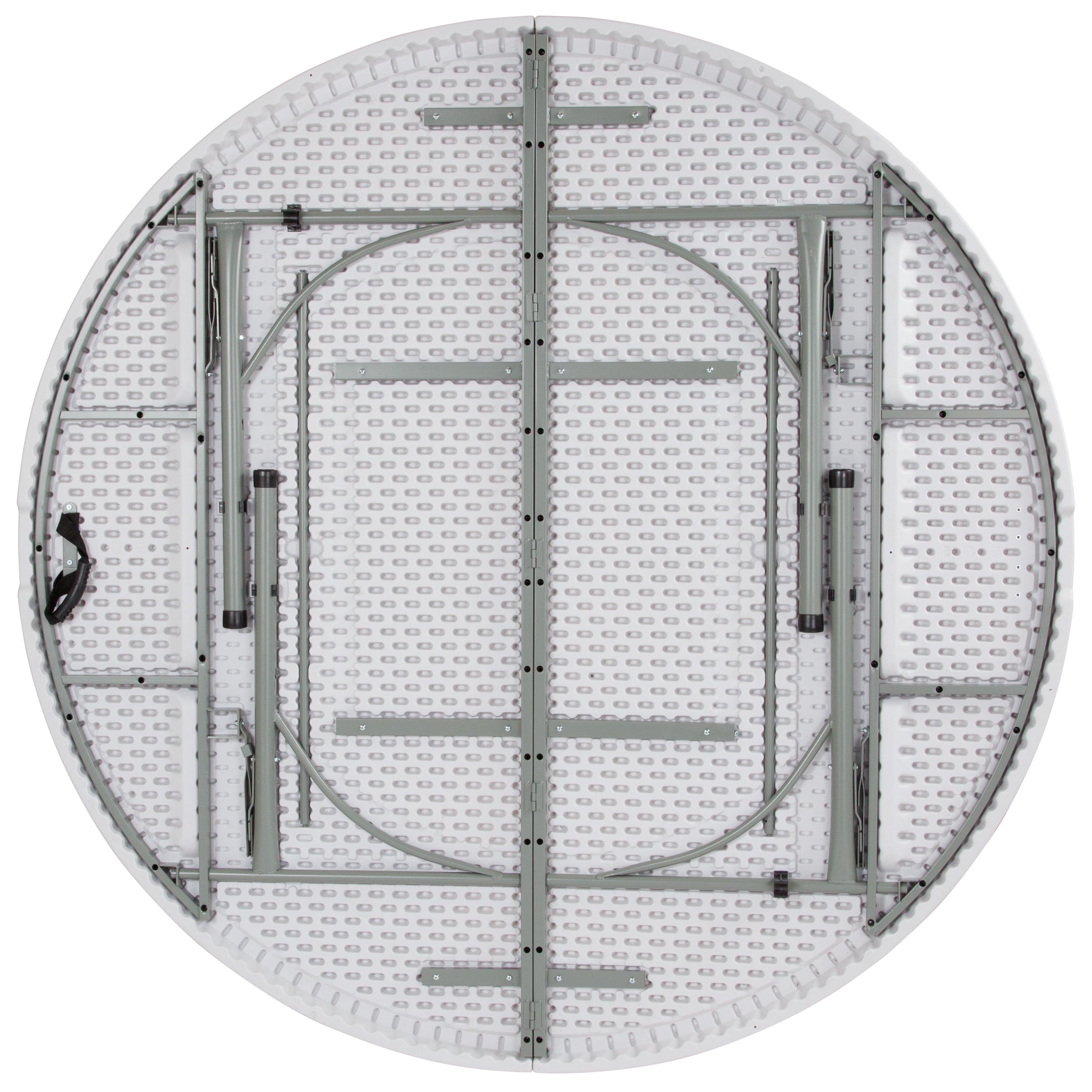 6-Foot Round Bi-Fold Granite White Plastic Banquet andt Folding Table with Carrying Handle DAD-183RZ-GG