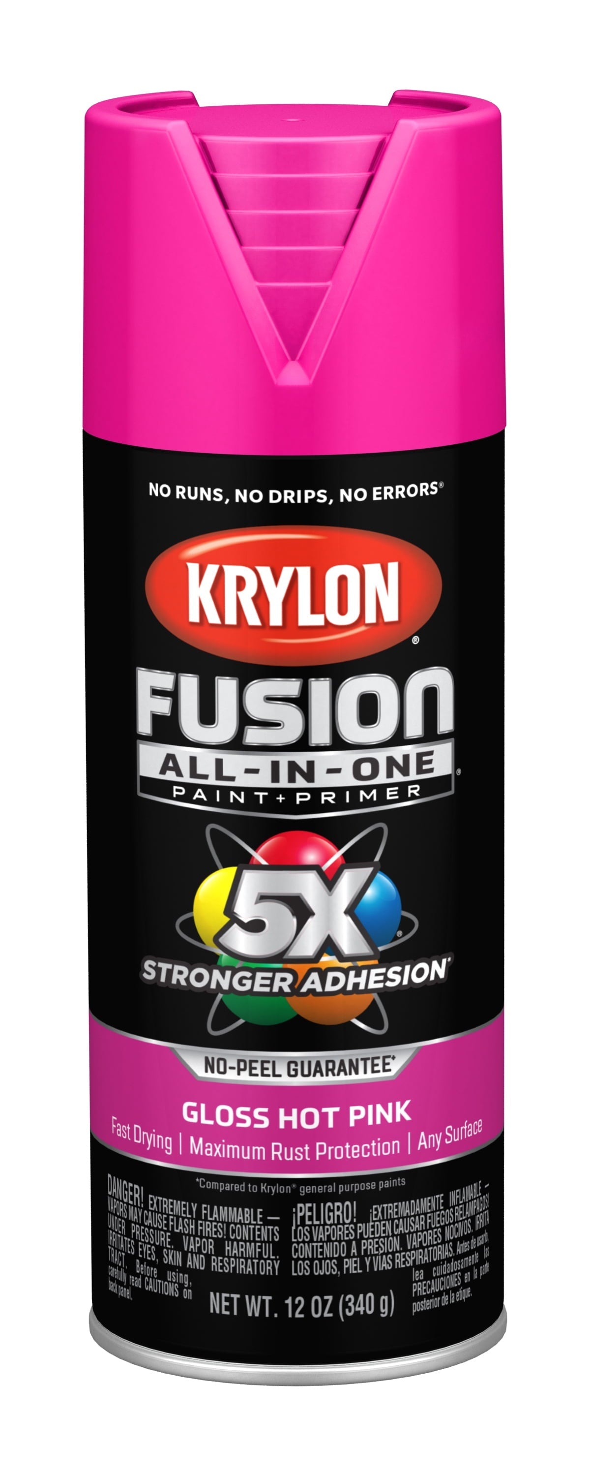 Krylon K02708007 Krylon Fusion All-In-One Hot Pink Gloss 12 oz Spray Paint, Multi-Surface, (1 Piece, 1 Pack)