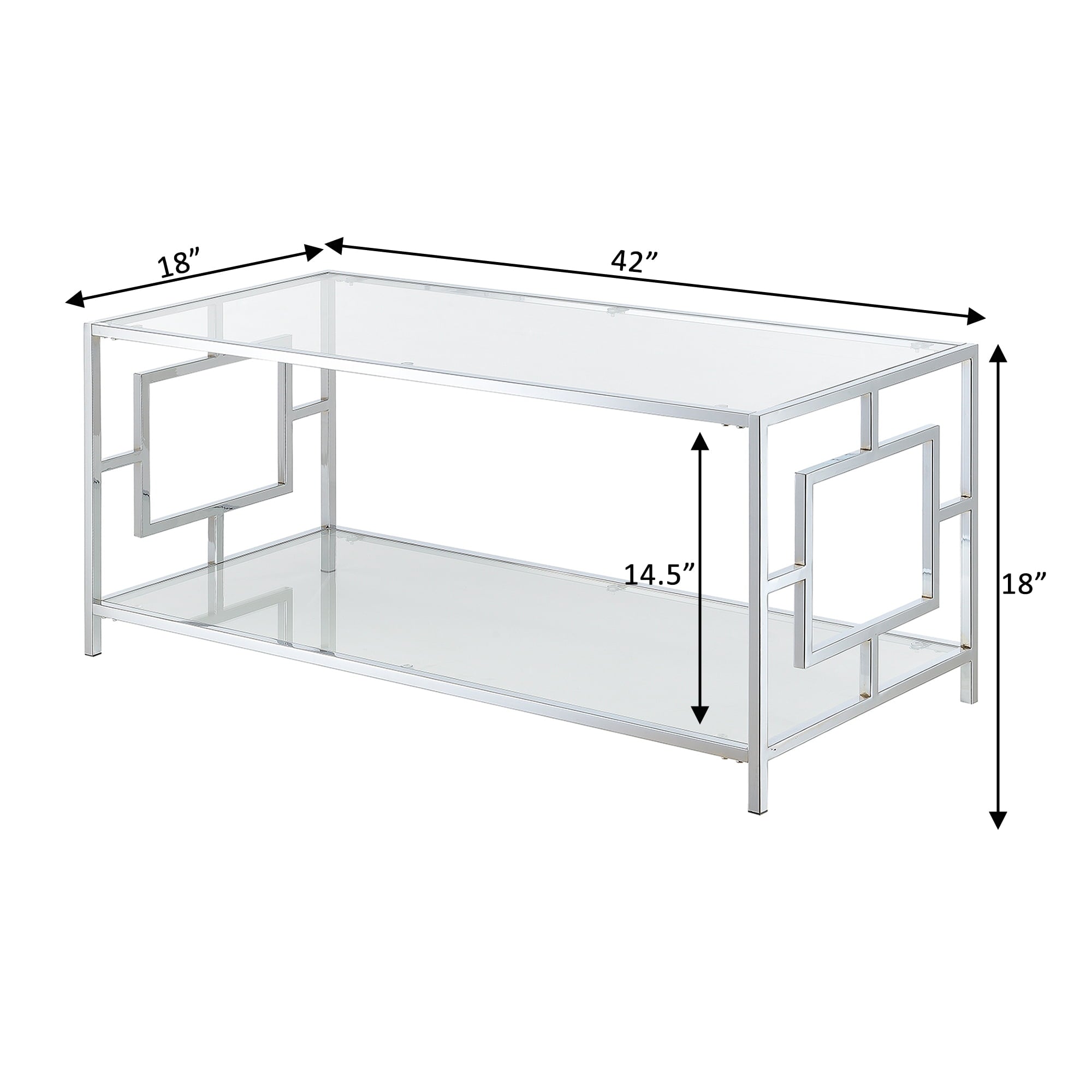 Convenience Concepts Town Square Coffee Table, Clear Glass/Chrome Frame