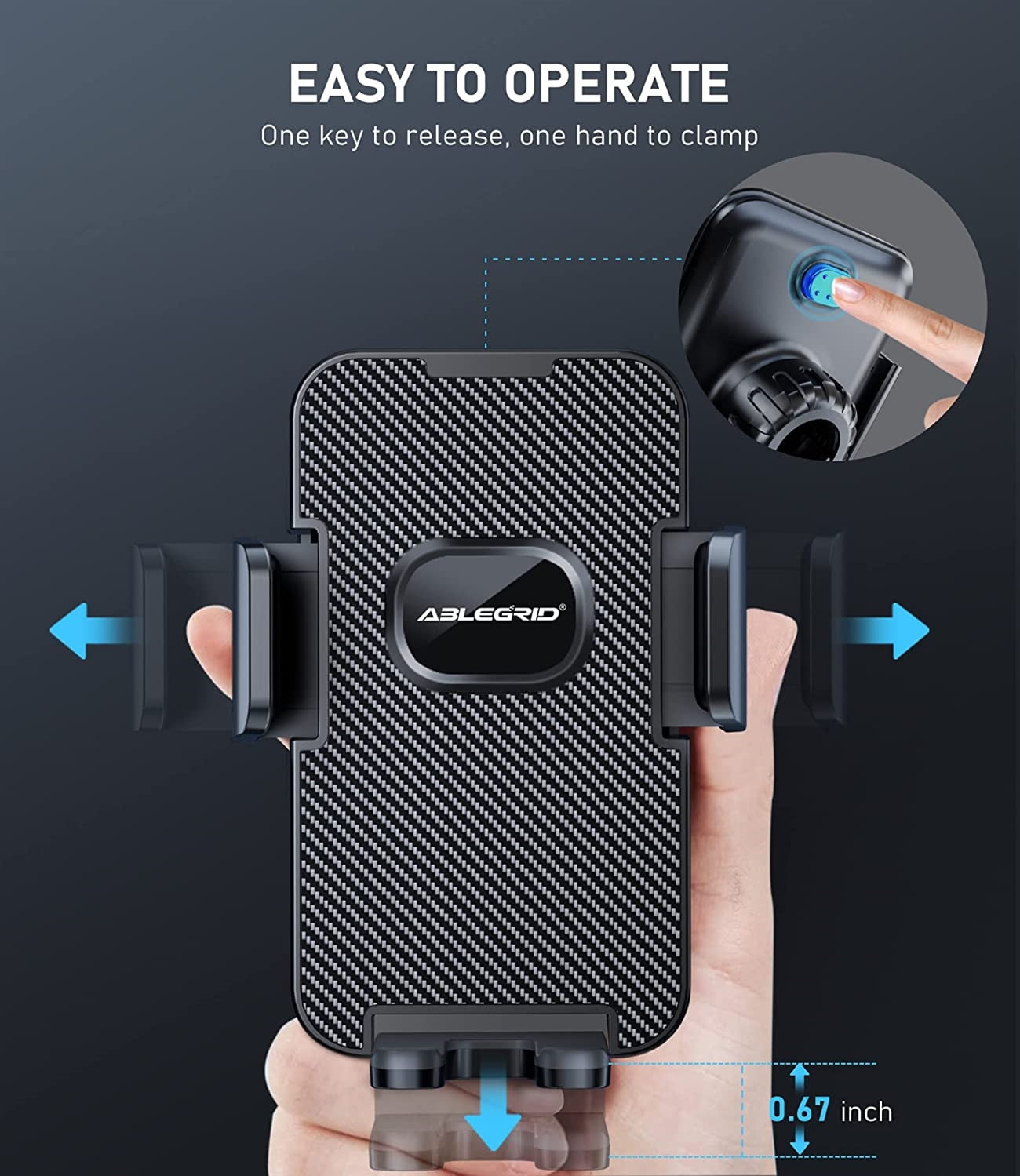 ABLEGRID Car Phone Mount, [Bumpy Roads Friendly] Powerful Suction Cup Phone Holder for Car Dashboard Windshield Air Vent Hands Free Clip Cell Phone Holder Compatible with All Mobile Phones