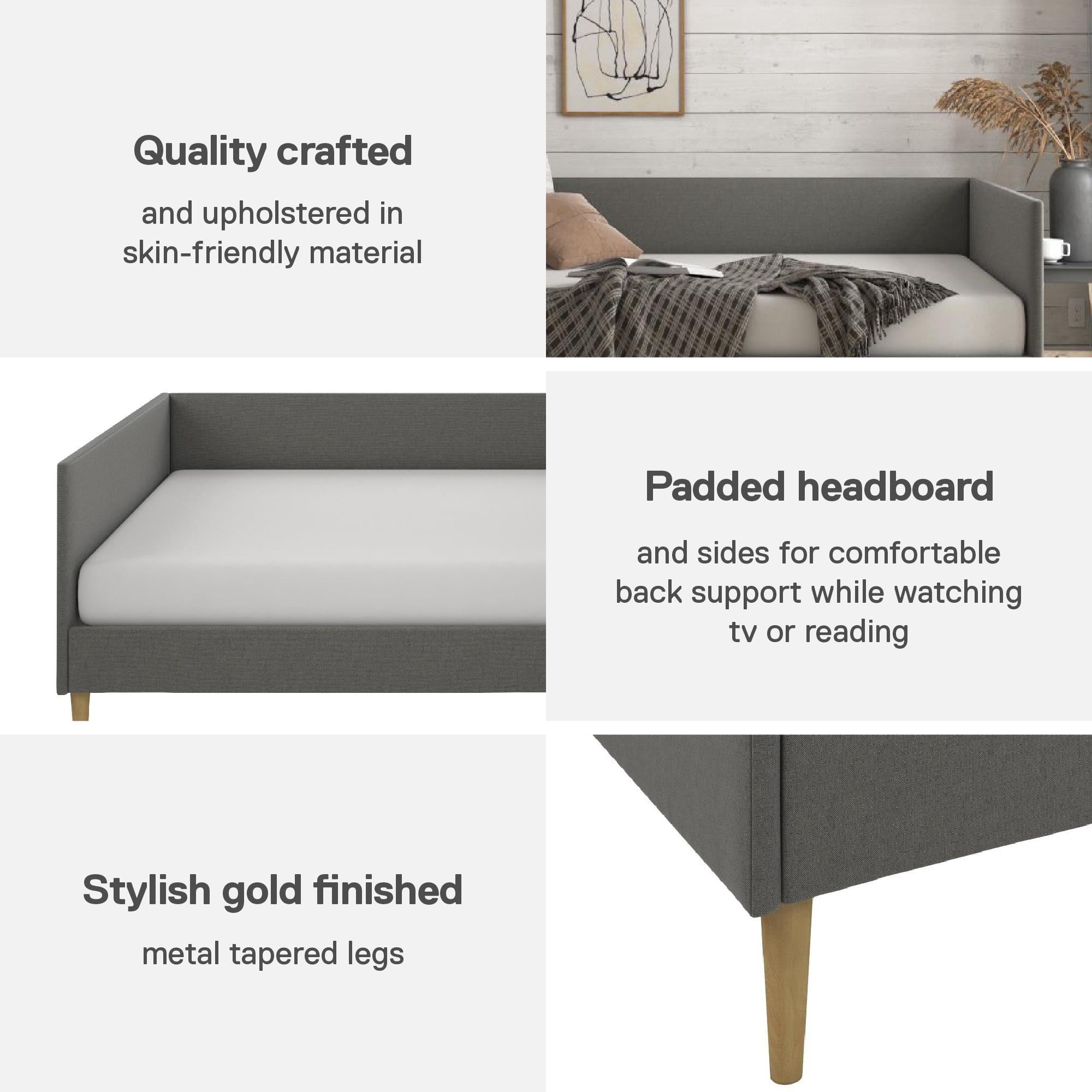 DHP Franklin Mid-Century Upholstered Daybed Frame, Gray Linen, Queen