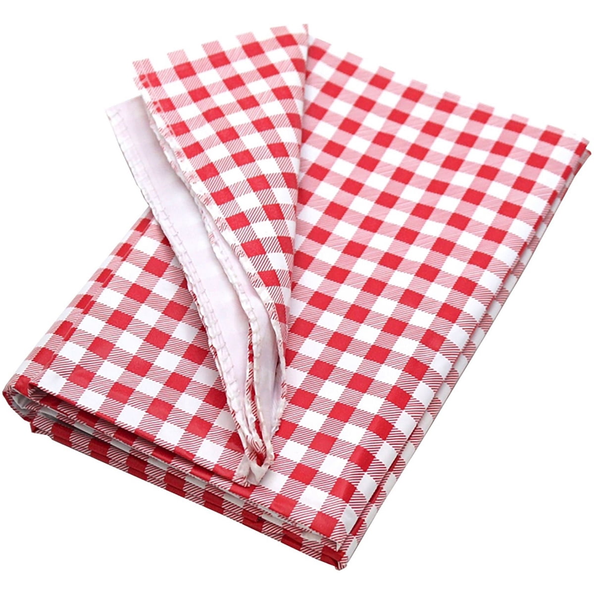 Coghlan's Picnic Combo Pack, Red and White Checkered 54” x 72” Vinyl Tablecloth & 6 Stainless Steel Tablecloth Clamps