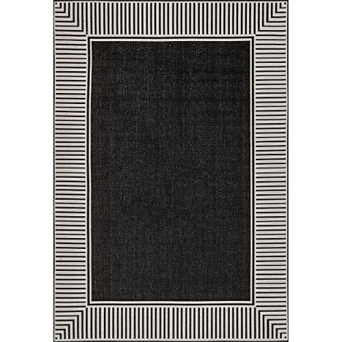 Asha Simple Border Indoor/Outdoor Area Rug, 5' x 8', Black