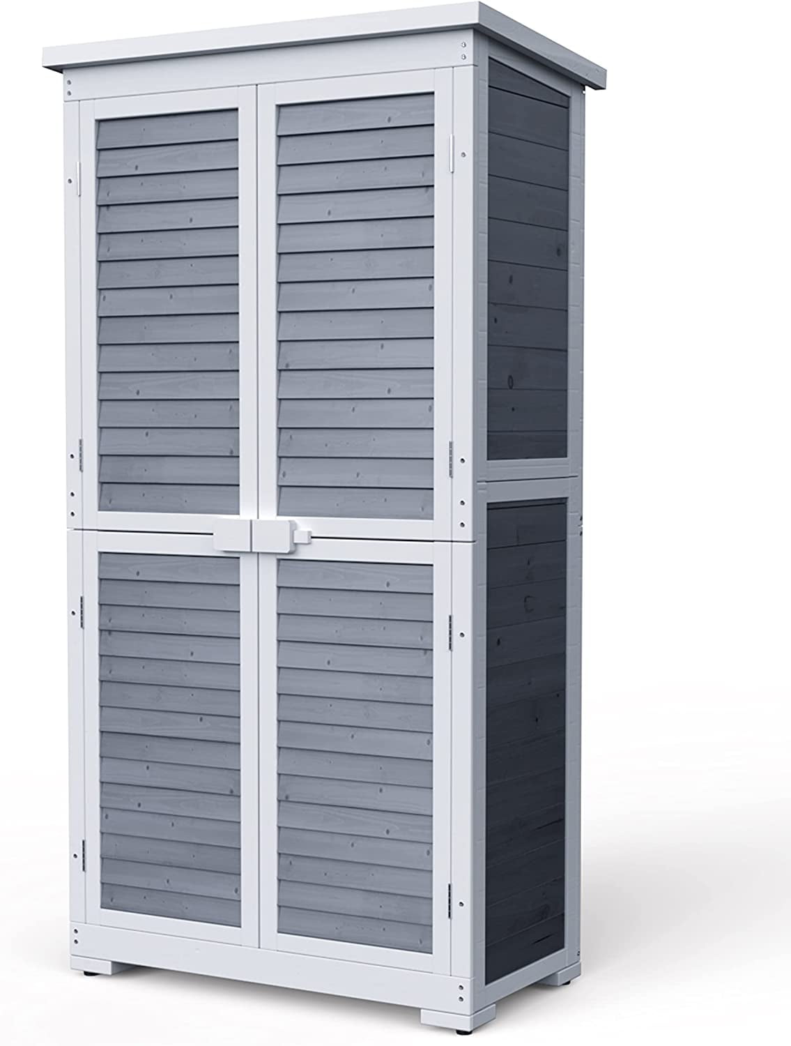 Lofka Outdoor Storage Cabinet Garden Shed w/ Asphalt Roof, Wooden, Natural