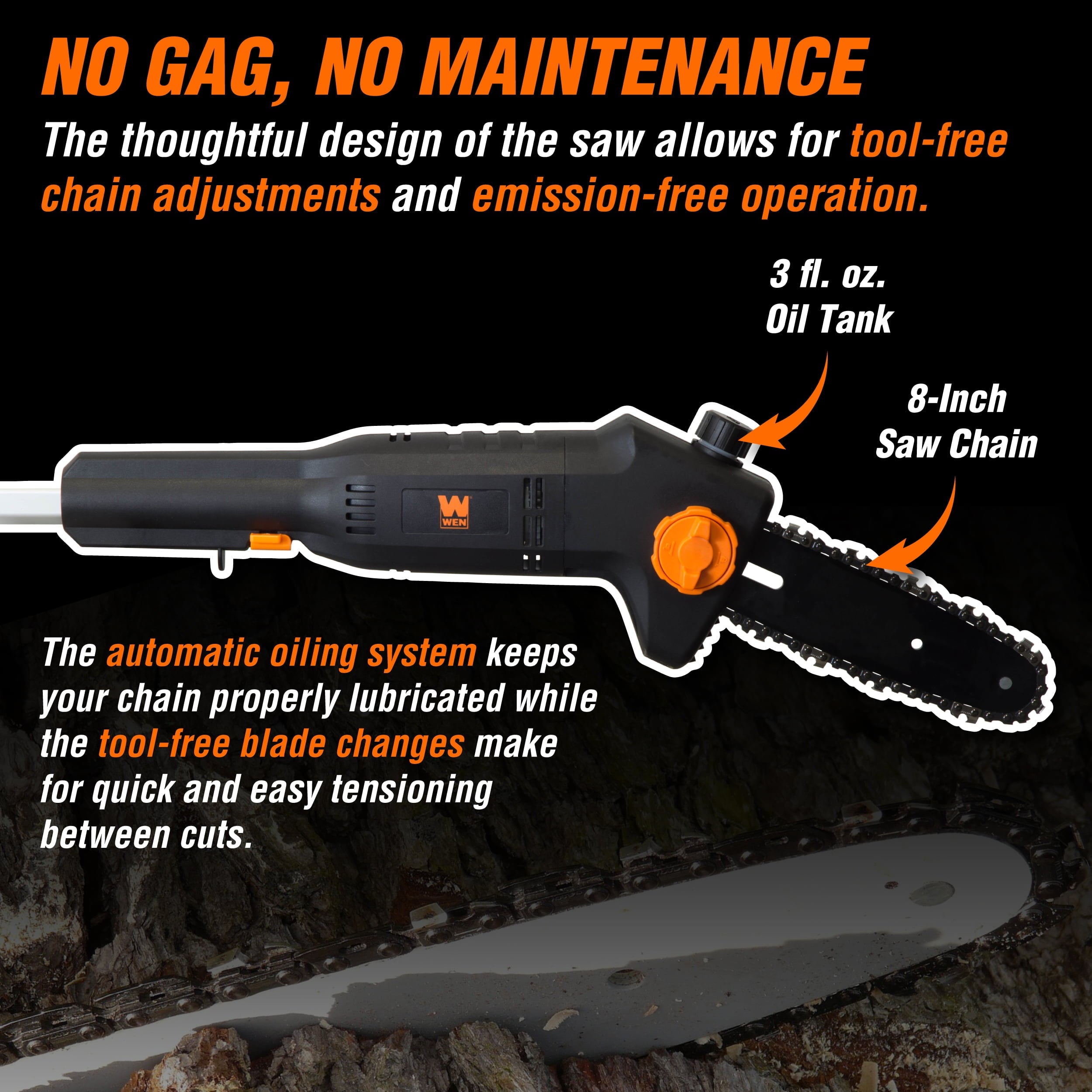 WEN 6-Amp 8-Inch Electric Pole Saw with 8.75-Foot Reach