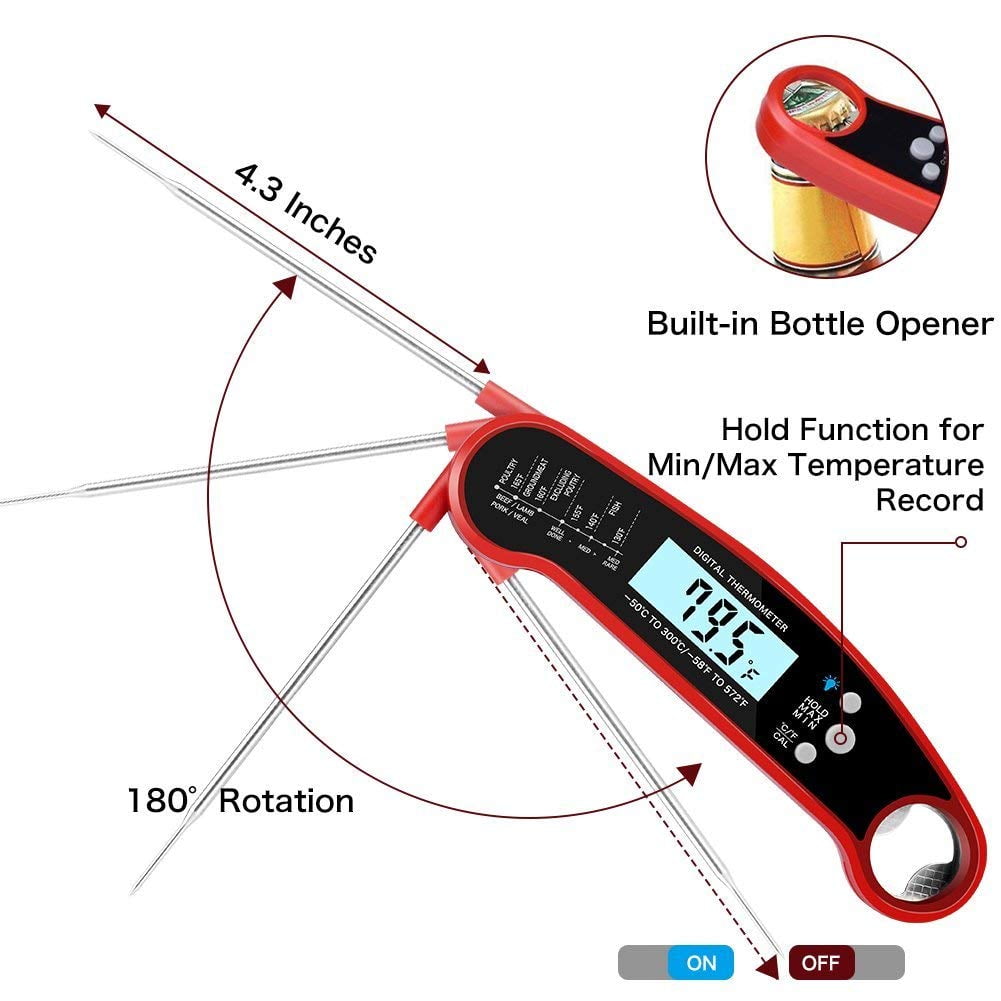 Meat Thermometer for Grilling Digital Folding Thermometer Food Thermometer & Oven Thermometer