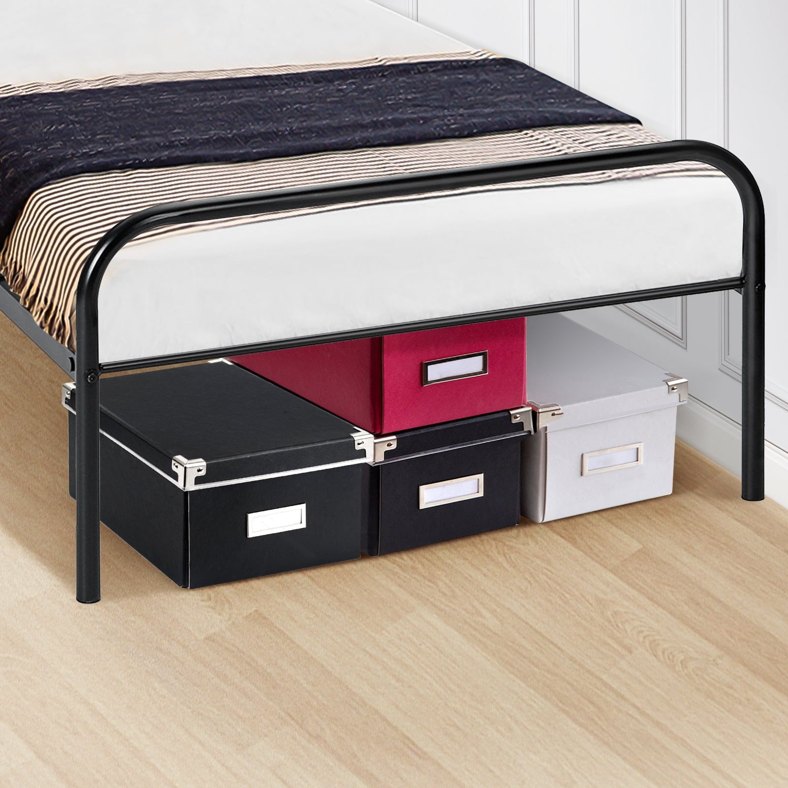 Lusimo Twin Metal Bed Frame with Headboard and Footboard No Box Springs Need 300 lbs Load Capacity Easy Assembly