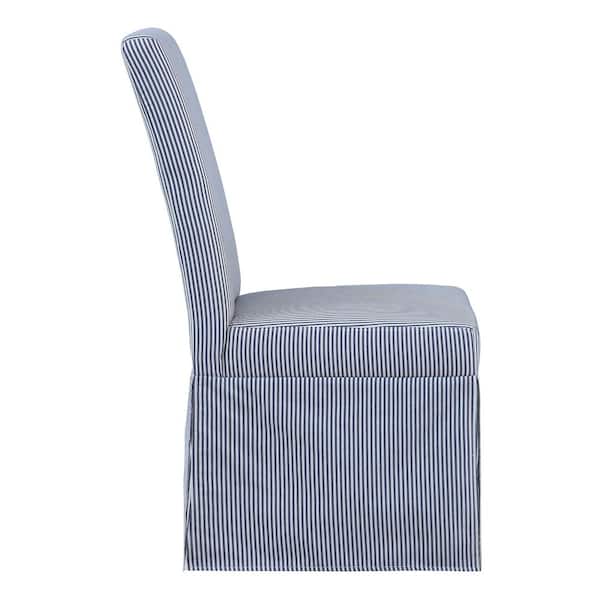 Adalynn Slipcover dining Chair (2-Pack) in Navy Stripe Fabric Ships Assembled