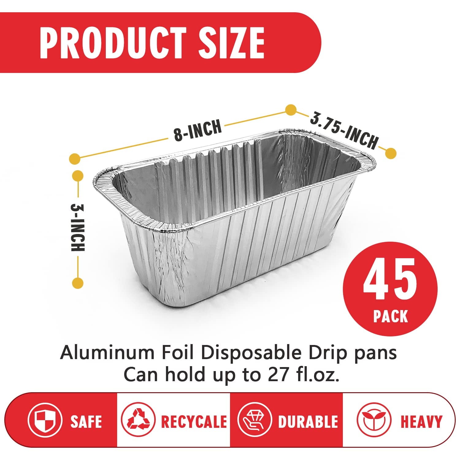 SONGLAM 45-Pack Blackstone Rear Grease Cup Liners - Foil Aluminum Drip Pans Fit for Blackstone 36 Inch l 30 Inch l 28 Inch l 22 Inch l 17 Inch Rear Grease Griddle