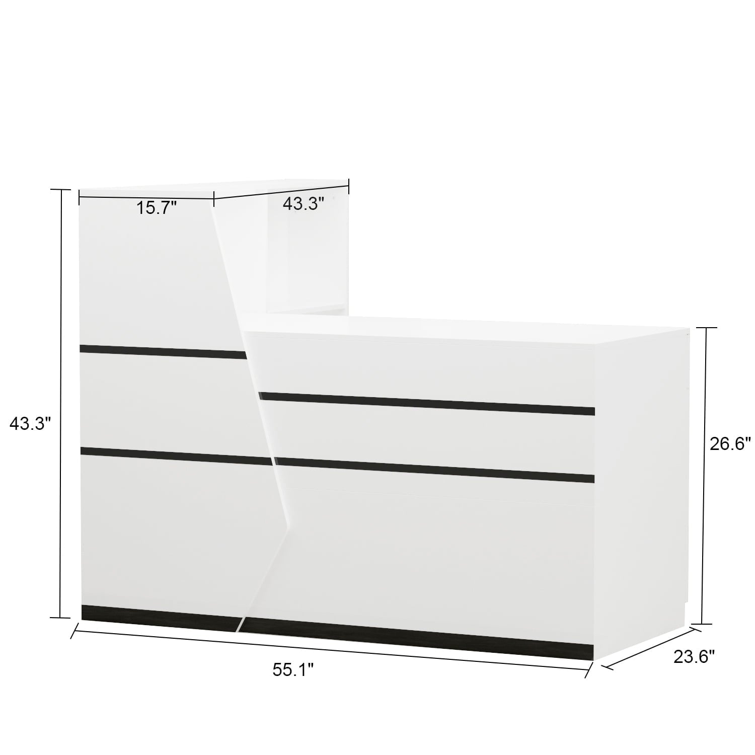 AIEGLE Reception Station Front Reception Desk with Counter White-Black 55.1