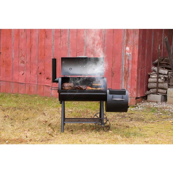 Highland Offset Charcoal Smoker and Grill in Black with 900 sq. in. Cooking Space
