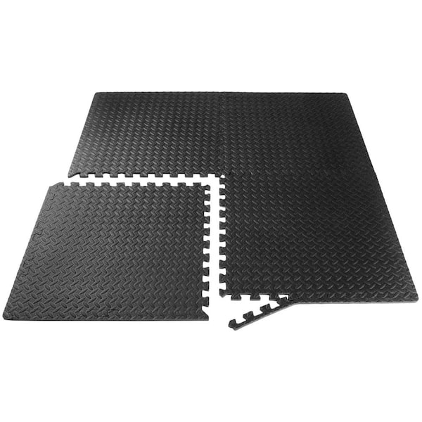Exercise Puzzle Mat Black 24 in. x 24 in. x 0.5 in. EVA Foam Interlocking Anti-Fatigue Exercise Tile Mat (6-Pack)
