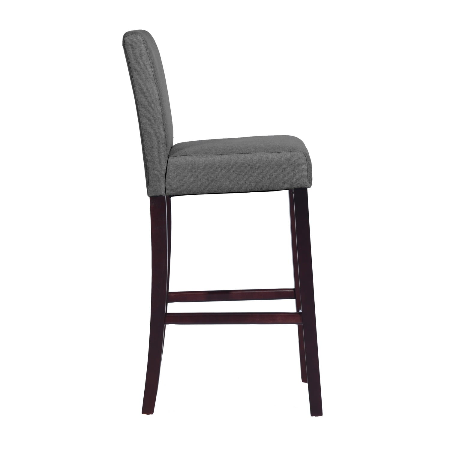 Homy Casa Set of 2 Bar Stools 28'' Upholstered Kitchen Breakfast Chairs Nailhead Bar Stools Full Back & Wood Legs, Gray